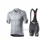 2021 Cycling Jersey Castelli Gray White Short Sleeve and Bib Short (5)